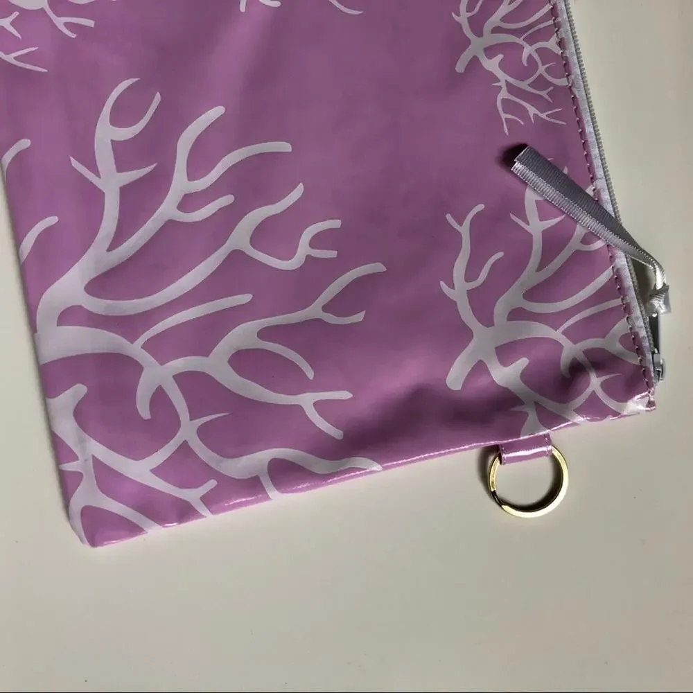 BOUTIQUE • Ocean Coral Reef Purple + White Cosmetics Zippered Makeup Bag
